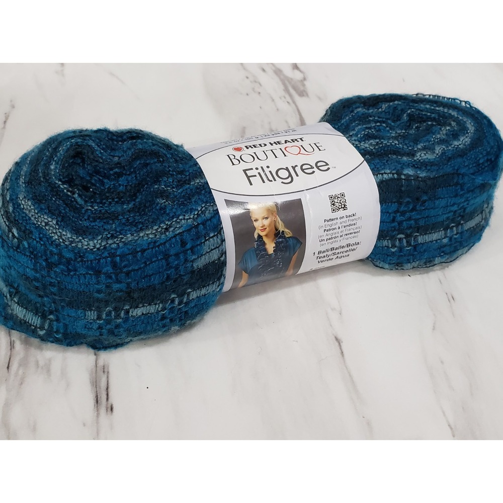 Red Heart Boutique Filigree TEALY teal blue‎ - Super Bulky  - NEW